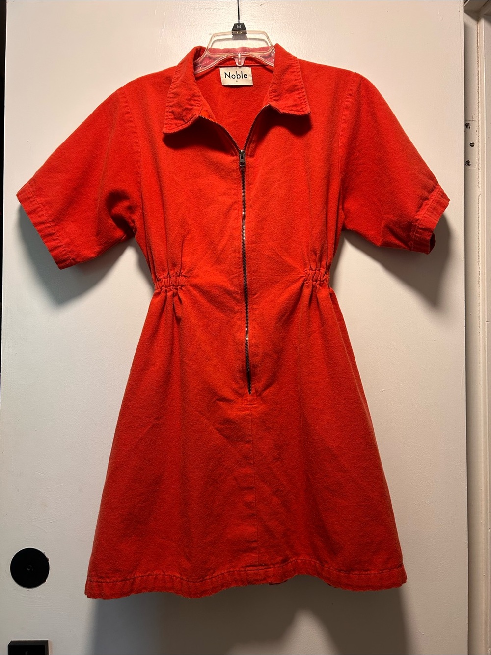 Noble Zip-Front Mini Utility Dress in Paprika Size Medium